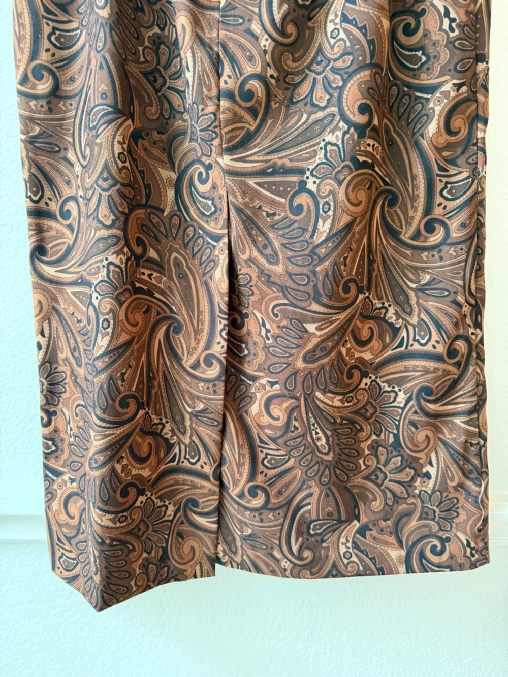 Vintage Inspired Brown Paisley Midi Skirt Dark Academia Minimalist Luxury 12 - Picture 11 of 11